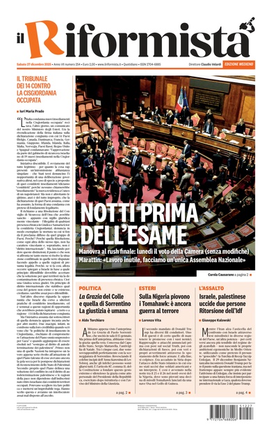 sabato 27 dicembre 2025