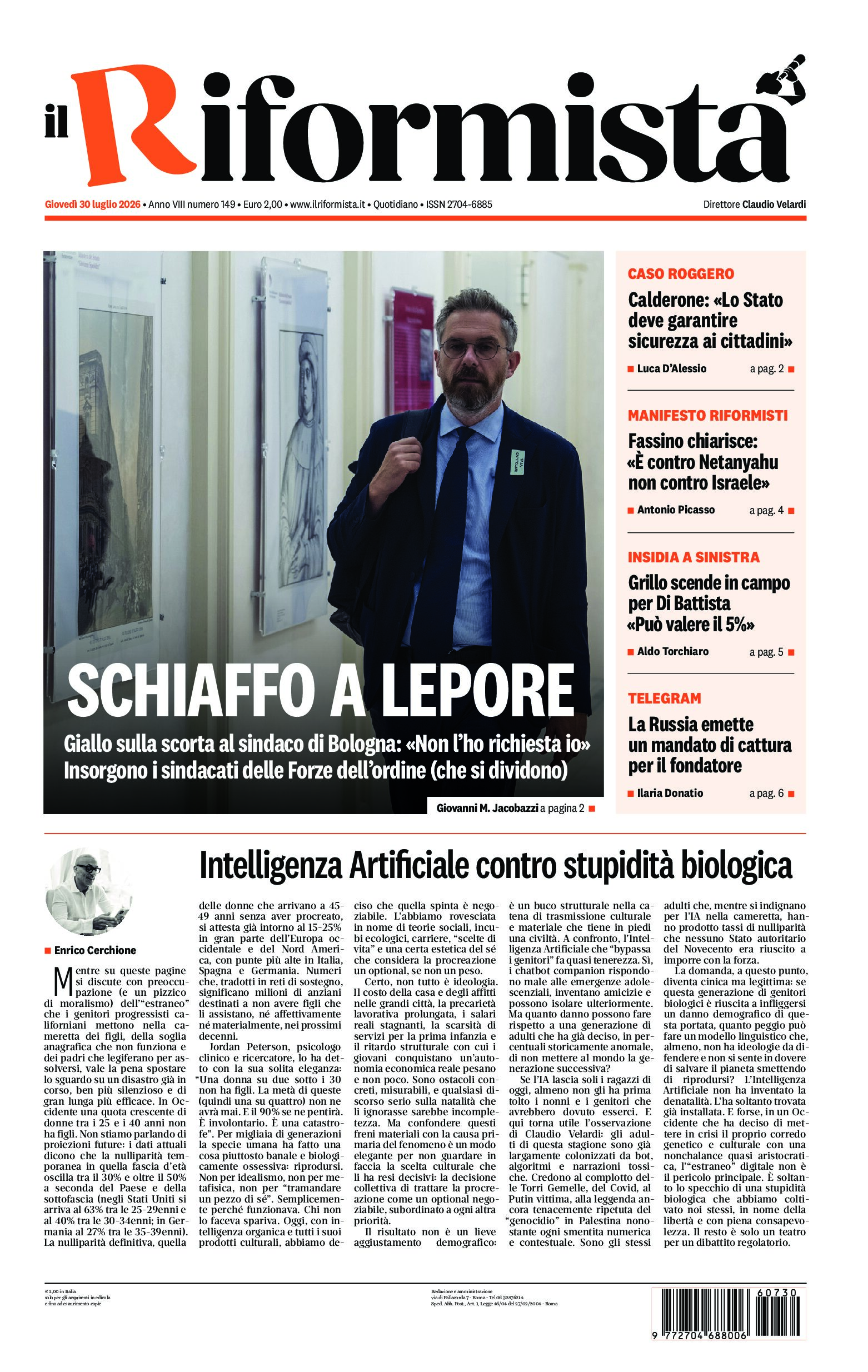 Giovedì 30 luglio 2026